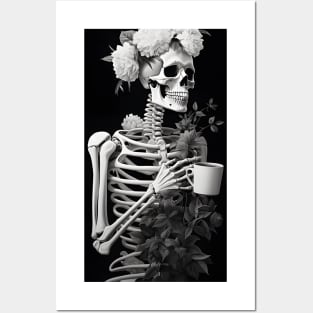 Gothic Flower And Bones Skeleton Gothic Skulls Posters and Art